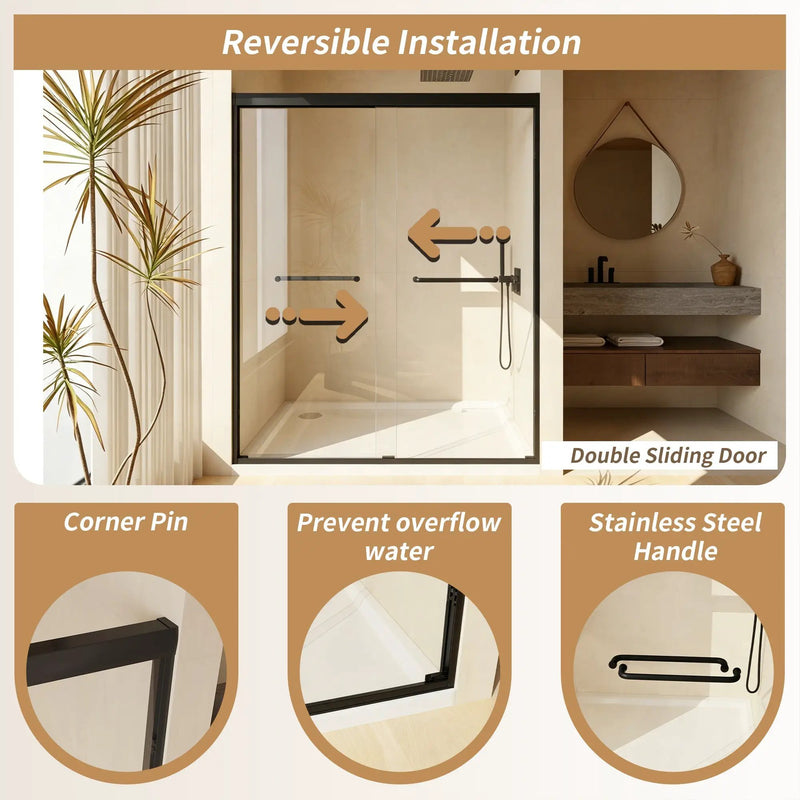 Aluminum Frame Double Sliding Shower Door by HouseOfZazla