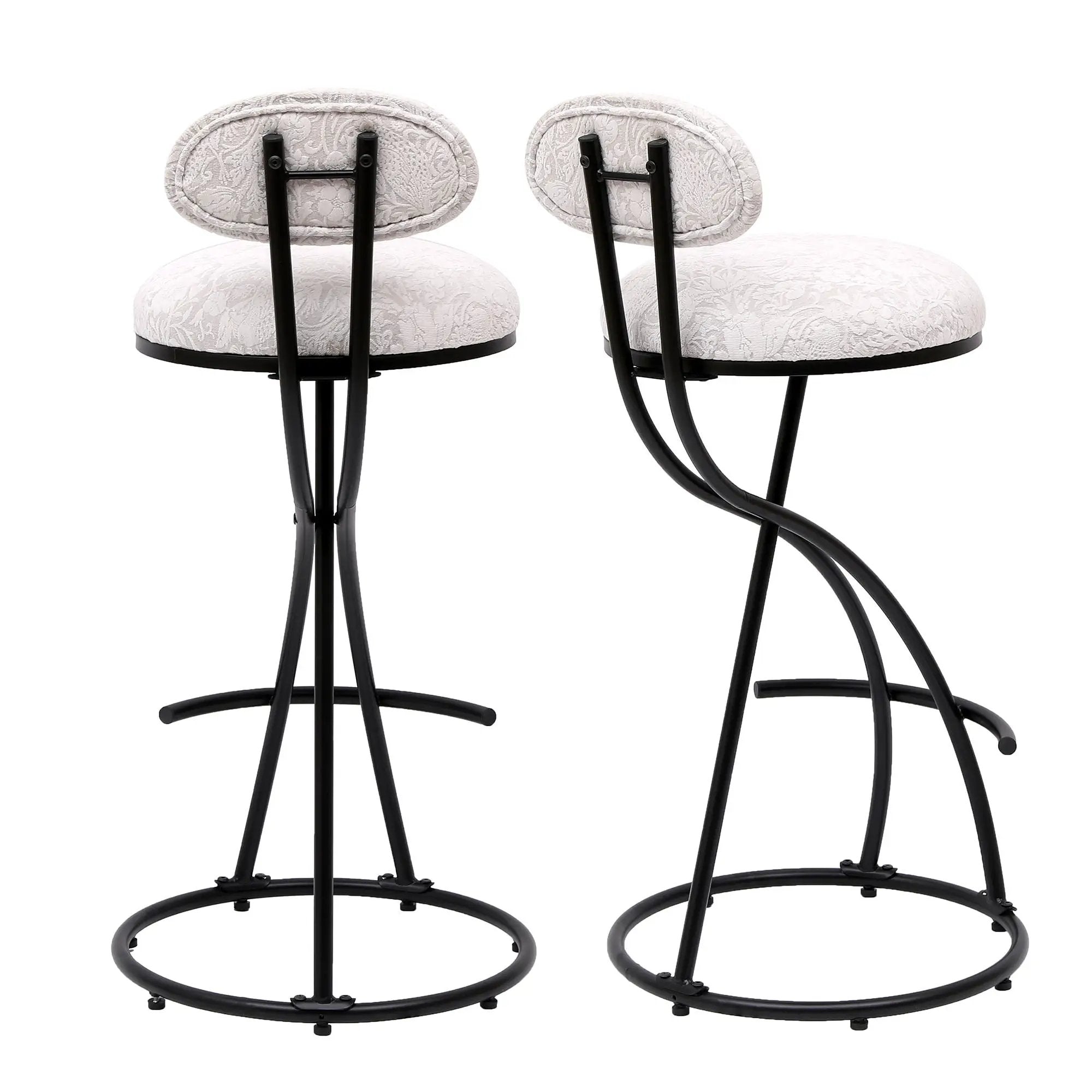 Round Print Bar Stools Upholstered Chairs For Kitchen (Set of 2) by HouseOfZazla