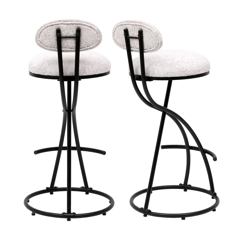 Round Print Bar Stools Upholstered Chairs For Kitchen (Set of 2) by HouseOfZazla