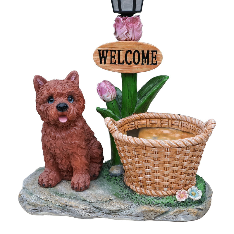 Sitting Puppy Solar Planter Outdoor Statue by HouseOfZazla