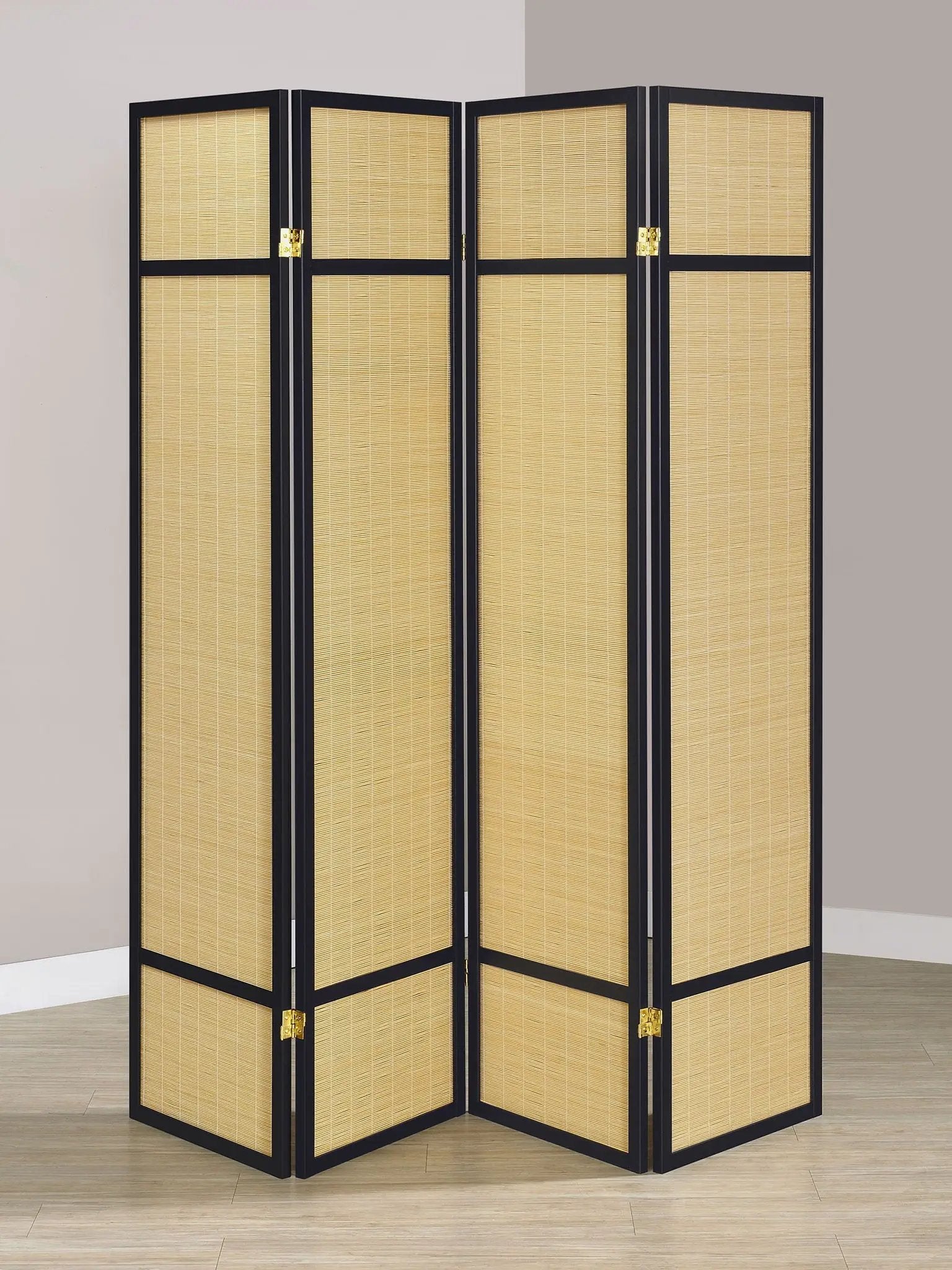 Pearce 4-panel Bamboo Room Divider Folding Screen Natural by Unique Piece Furniture