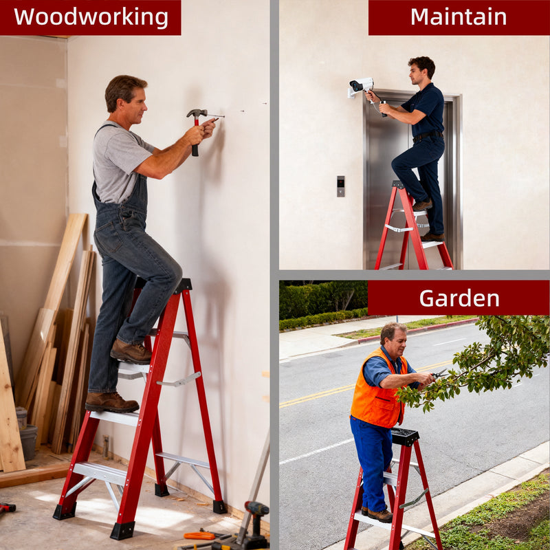 Fiberglass Single-Sided Stepladder for Electrical and Construction Use by HouseOfZazla