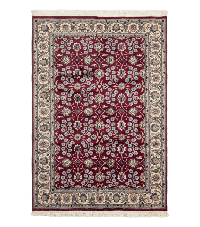 Pak Persian Rug 4x6, Floral Allover, Vintage Wool Carpet, Plum and Ivory by Jewel Rugs