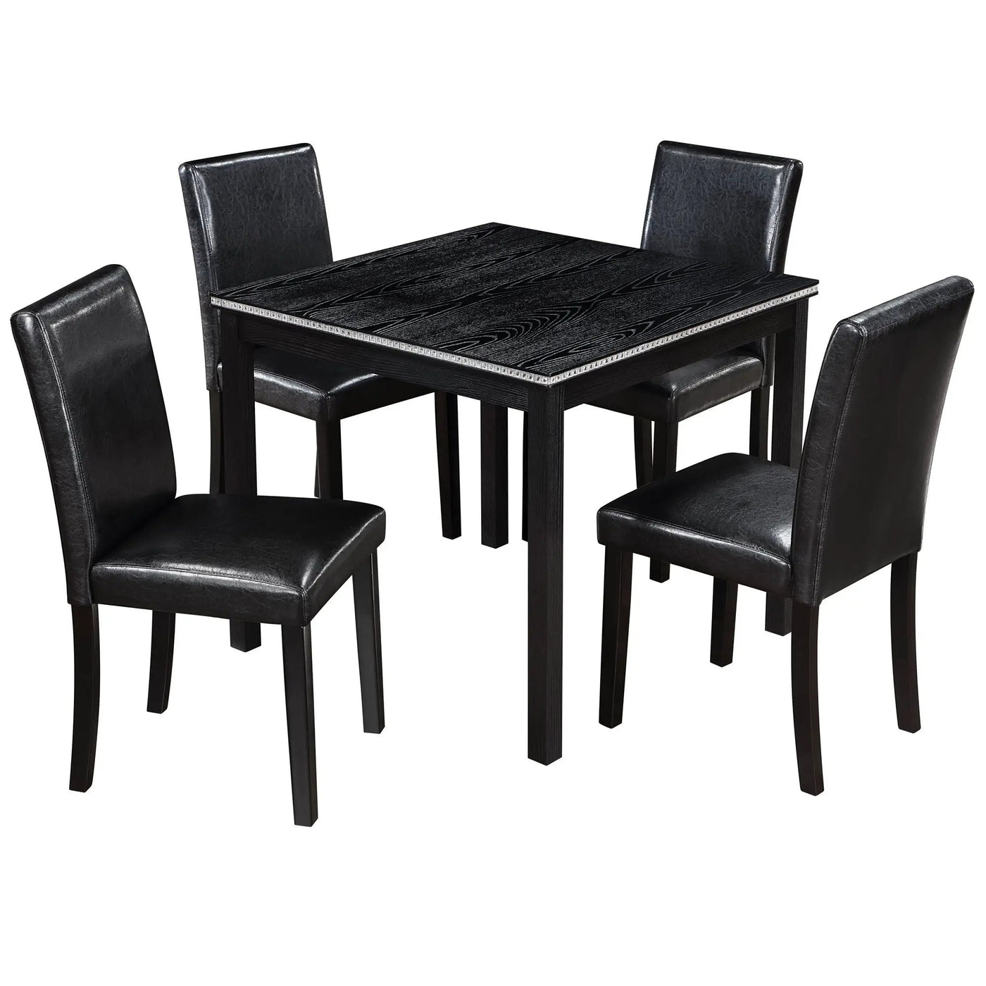 5 Pieces Wooden Dining Table Set, Square Table And 4 Upholstered Chairs by Unique Piece Furniture