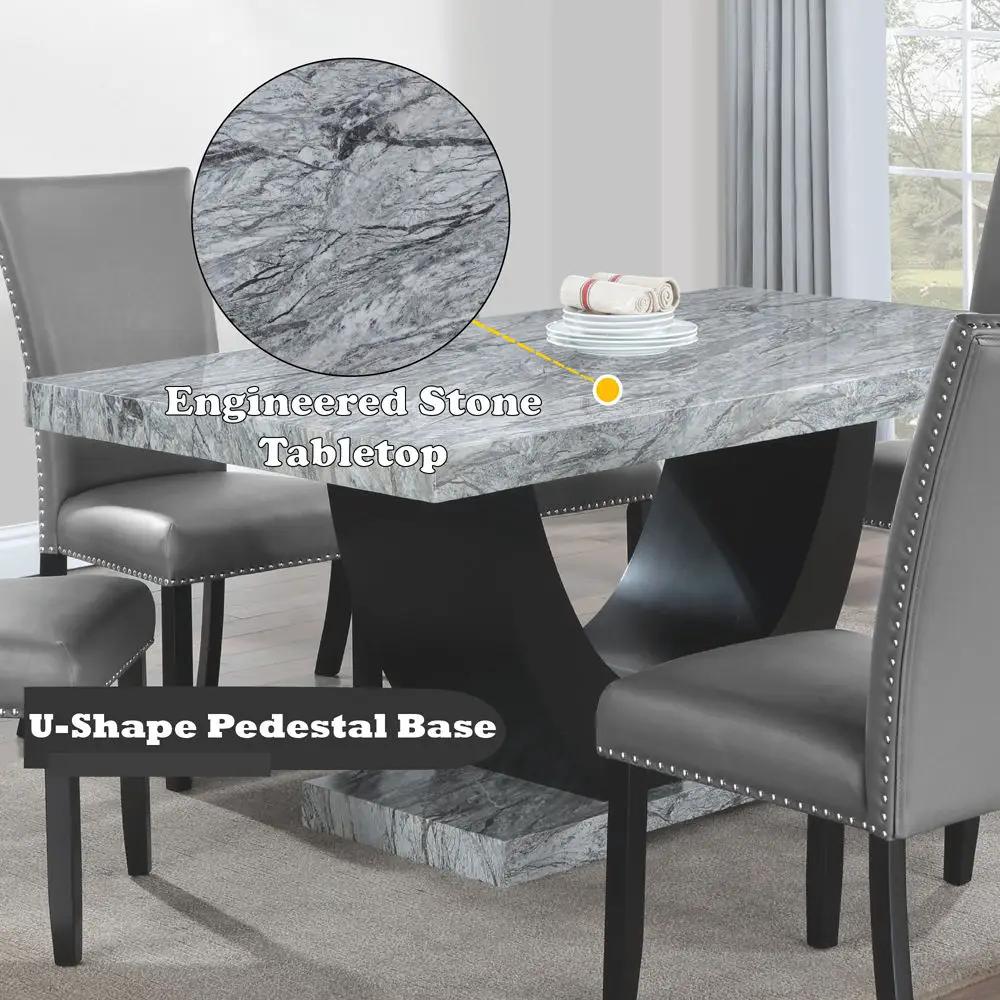 Caralin - Dining Table - Engineered Stone & Black by Unique Piece Furniture
