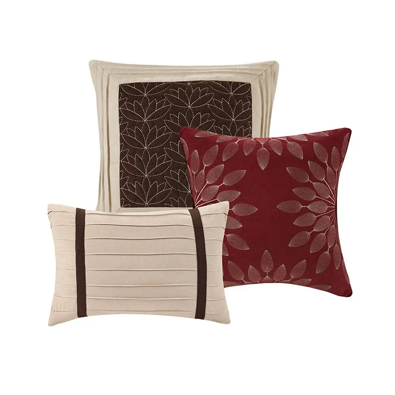 7 Pc Pieced Faux Suede Comforter Set Red King by HouseOfZazla