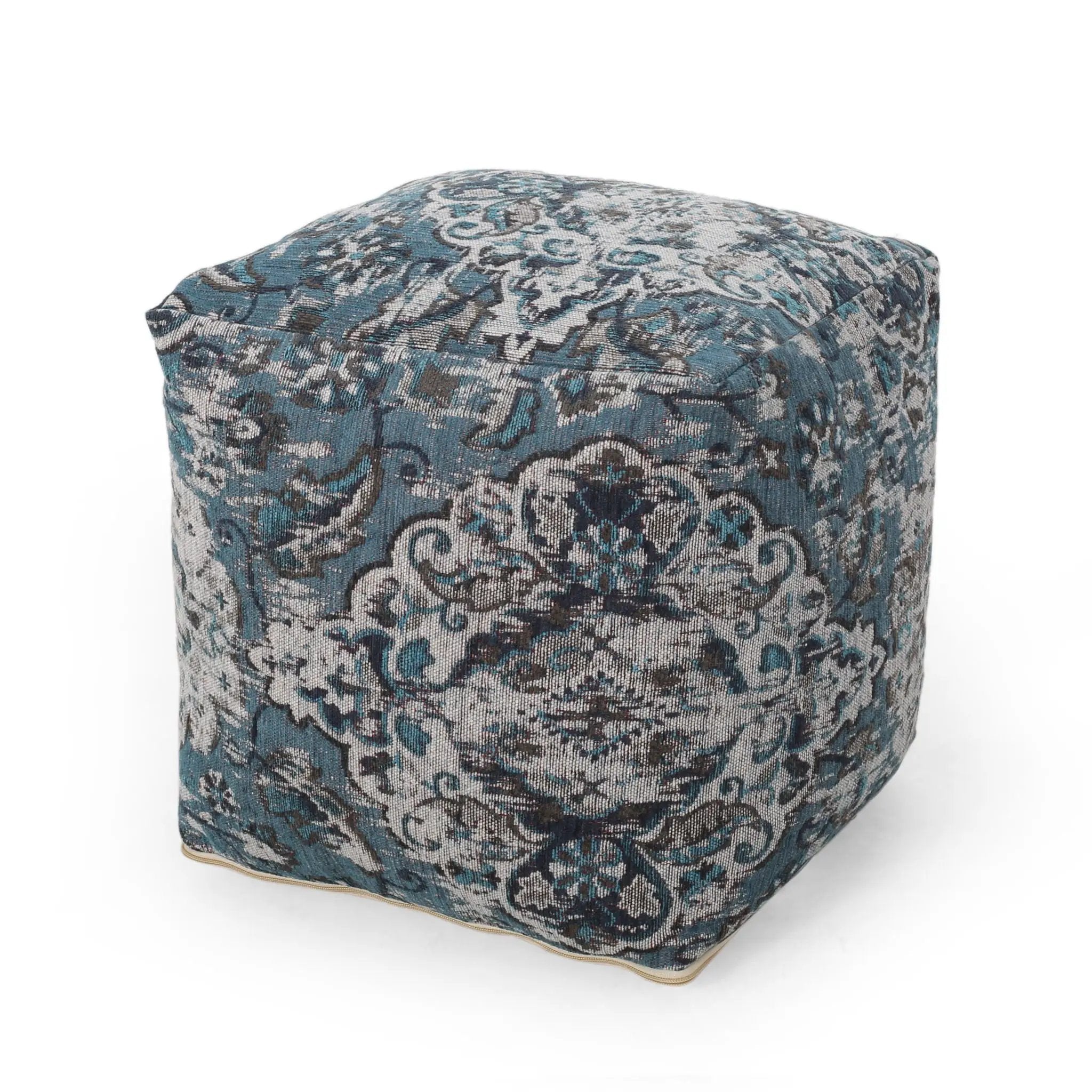 Anita - Square Pouf Ottoman And Floor Cushion - Blue by Unique Piece Furniture
