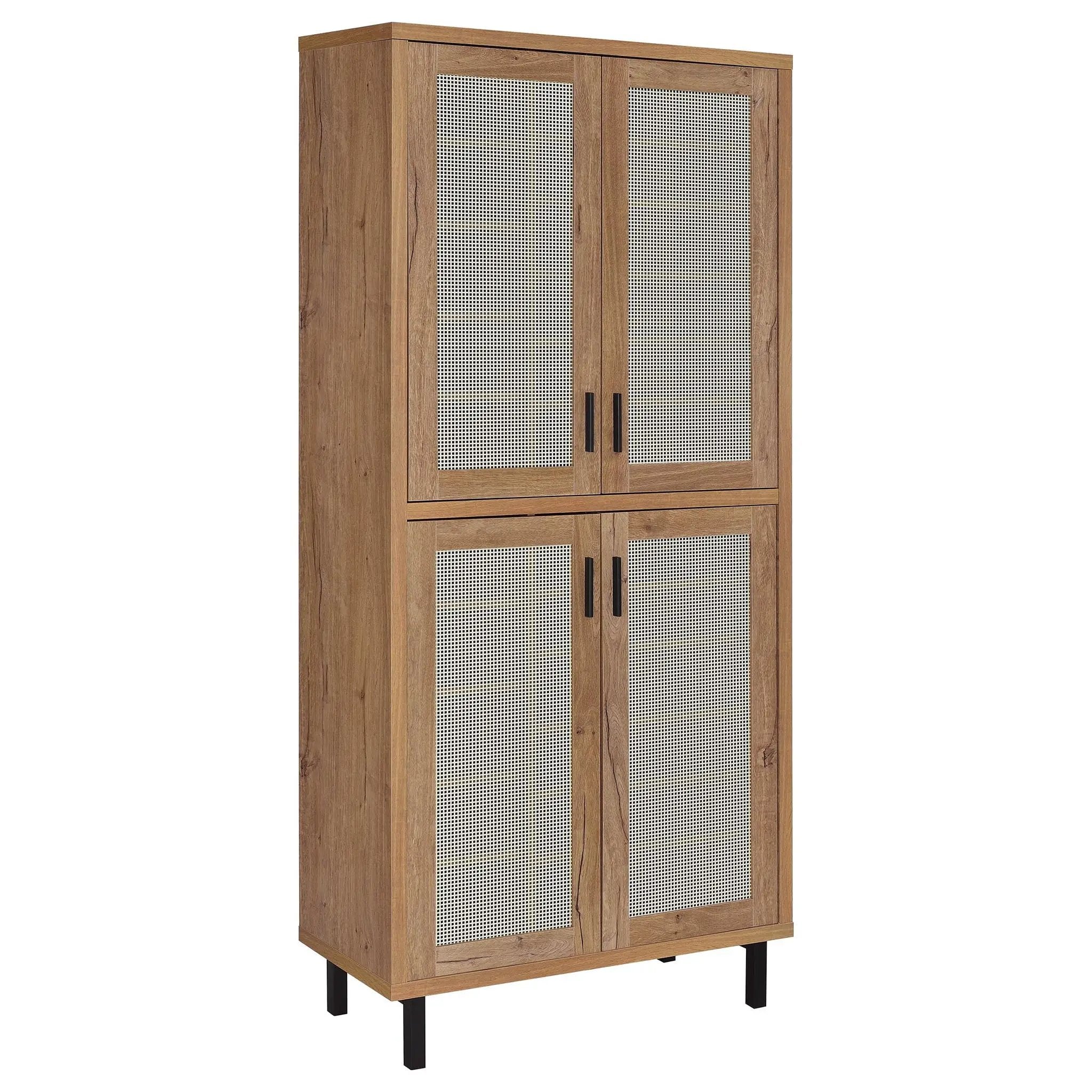 Teller 80-inch 4-door Tall Shoe Storage Cabinet Natural Oak by Unique Piece Furniture