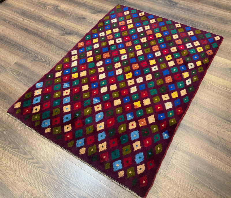 Balouch Rug 3x5, Afghan Rug, Purple-Maroon, Multicolor, Tribal Rug by Jewel Rugs