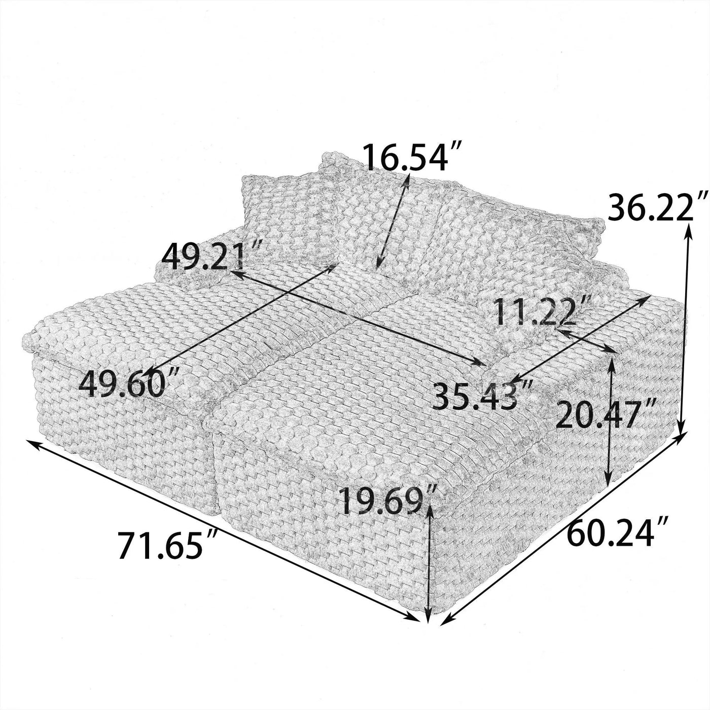 Double Chaise Lounge With Full Compressed Sponge by Unique Piece Furniture