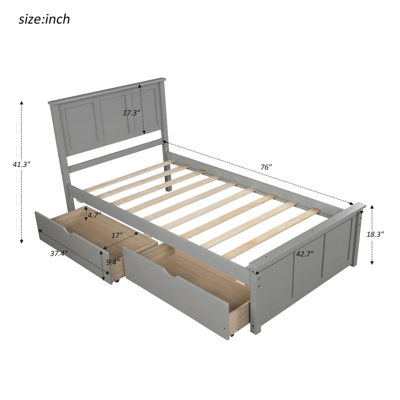 Platform Storage Bed With 2 Wheel Base Drawers by HouseOfZazla