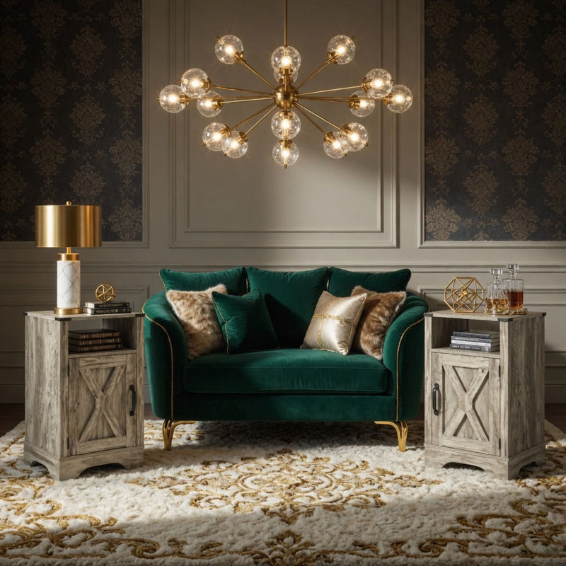 Farmhouse Nightstand, Charging Station & Storage by HouseOfZazla
