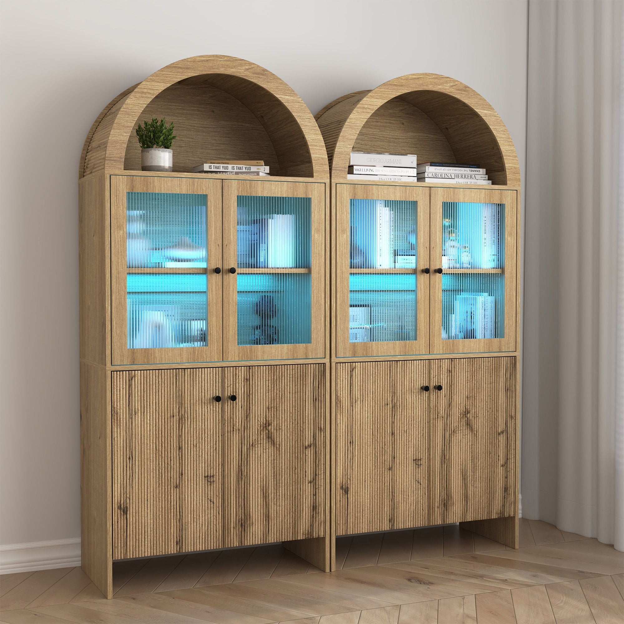 Modern Tech Inspired Dome Cabinet With LED Lighting by HouseOfZazla