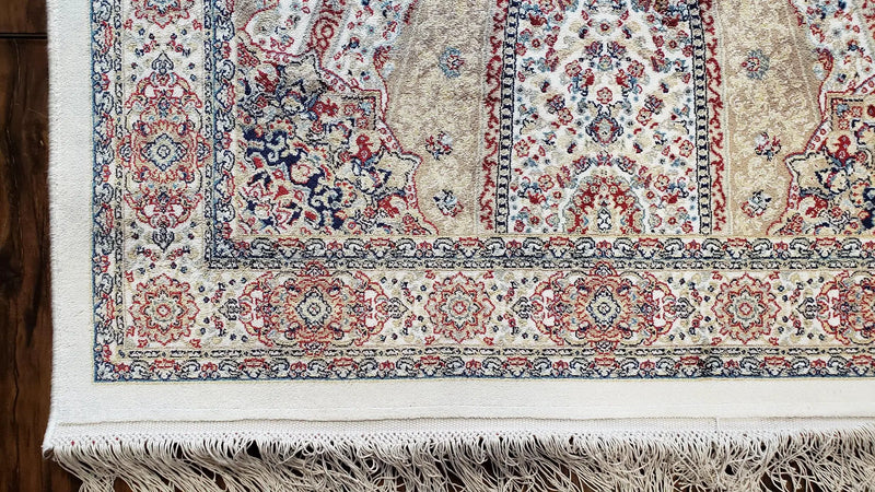 Beige & Cream Small Turkish Silk Rug, Bamboo Silk, Power-Loomed, Persian Design, High Quality, Soft Accent Rug, 3x5 ft, 2' 8" x 4' 11" by Jewel Rugs