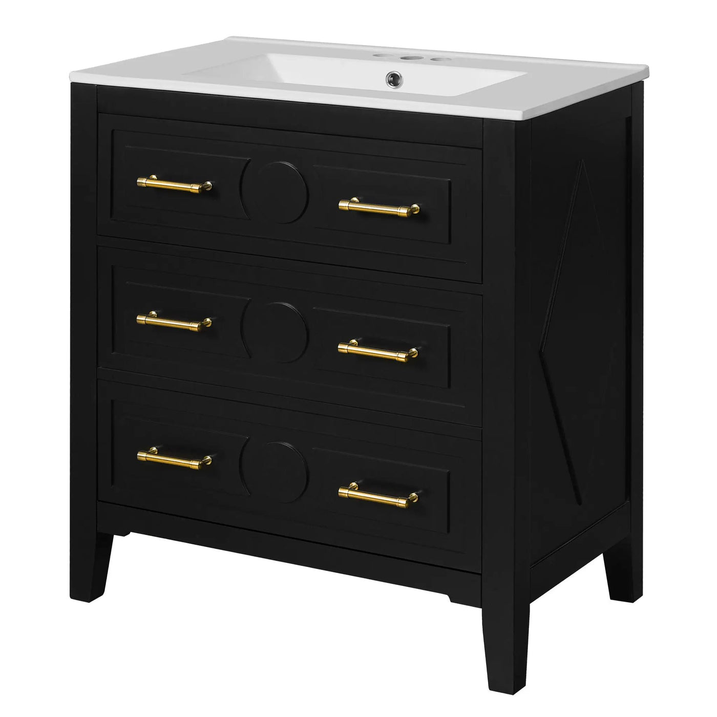 Retro Bathroom Vanity With Sink Combo, Free Standing Single Set With 3 Drawers by Unique Piece Furniture