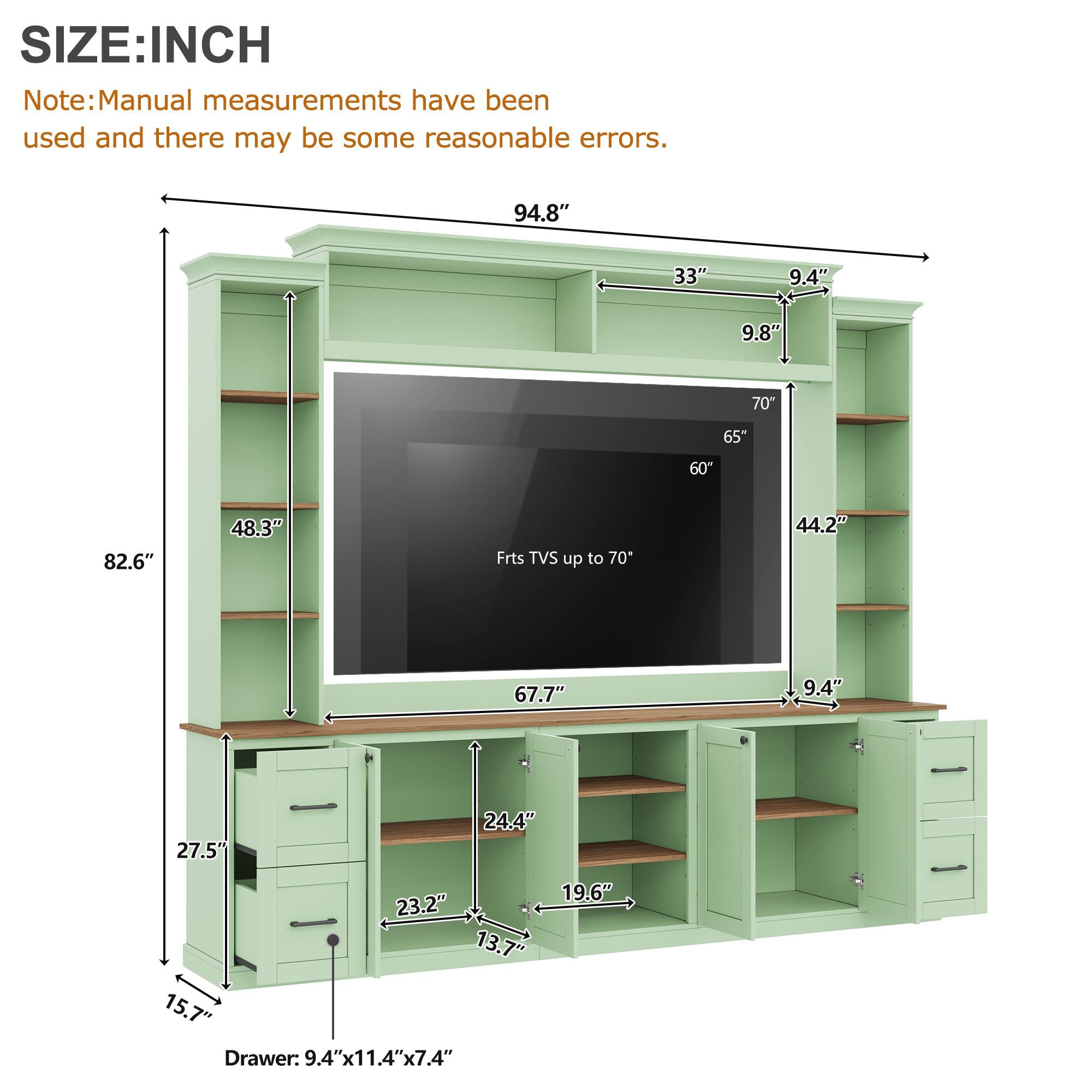 4-in-1 Entertainment Center Wall Unit with Bookshelf for TVs Up to 70" by HouseOfZazla