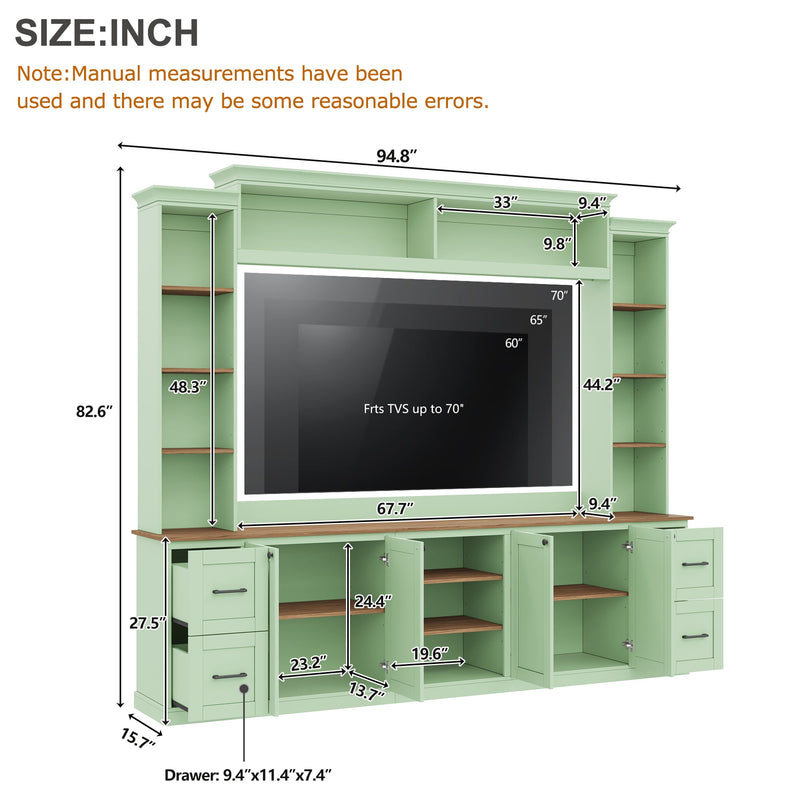 4-in-1 Entertainment Center Wall Unit with Bookshelf for TVs Up to 70" by HouseOfZazla