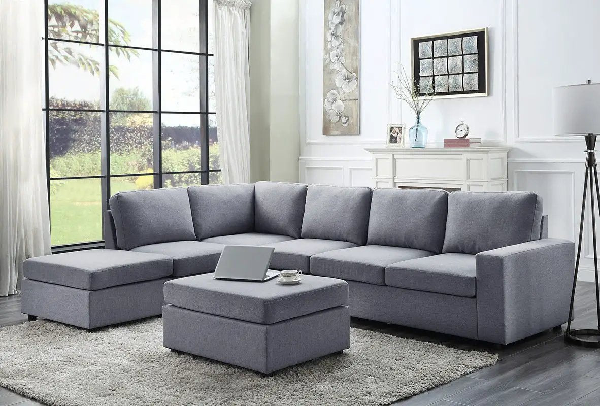 Cassia - 7 Seat Reversible Modular Sectional Sofa With Ottoman by Unique Piece Furniture