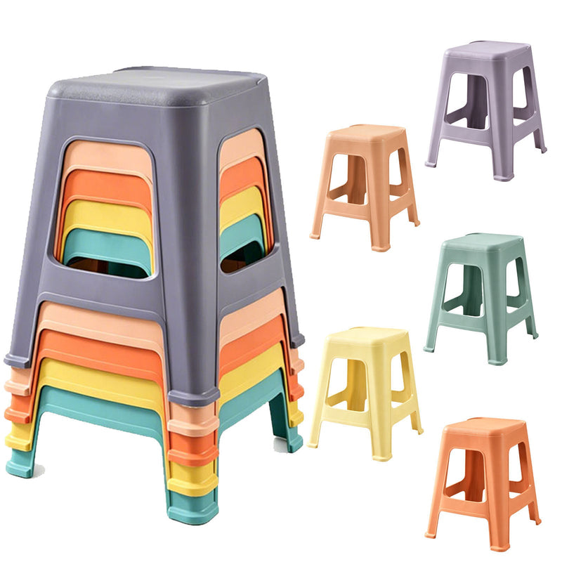 5 Pack Stackable Classroom Stools, 18.8" Height Colorful Nesting Plastic Stool by HouseOfZazla