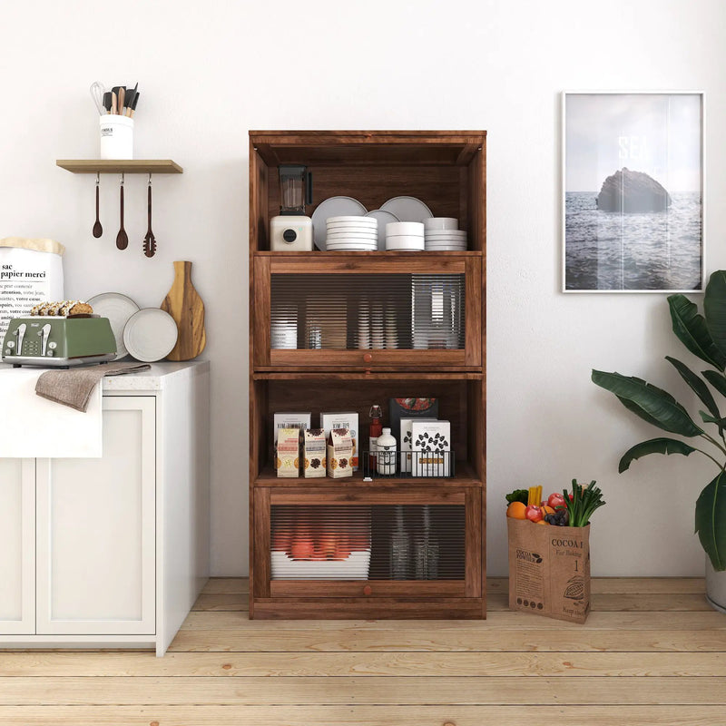 Bookcase Contemporary Closed Back Glass Doors Office Storage Cabinet by HouseOfZazla