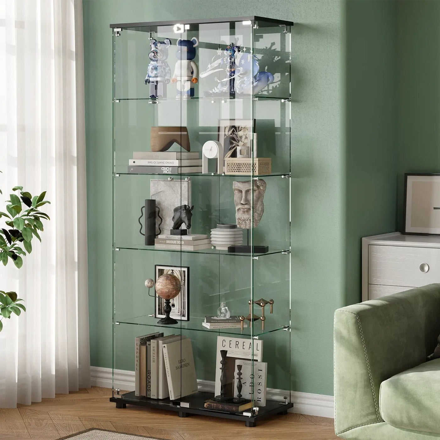 Display Cabinet With Shelf Double Doors And Lock by HouseOfZazla