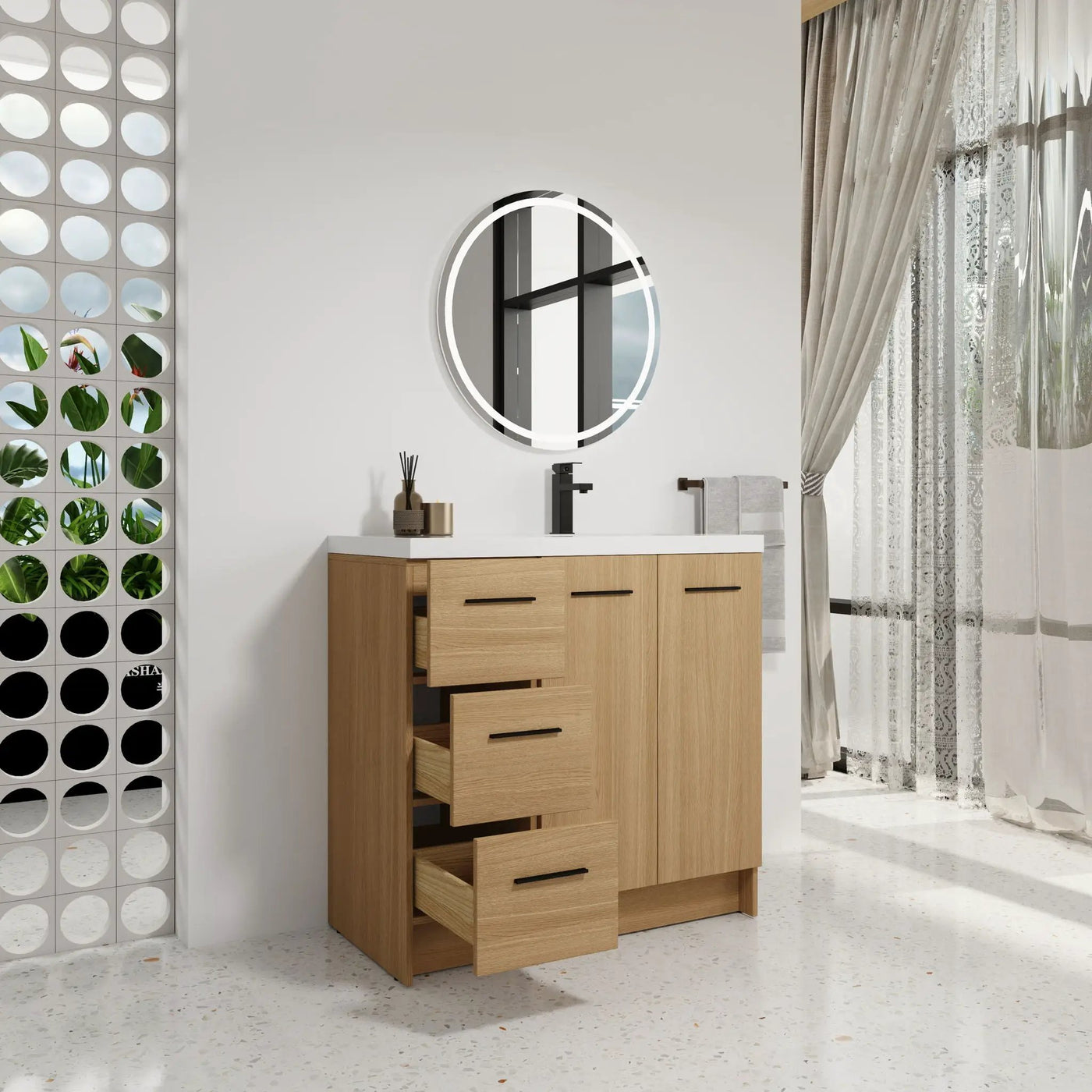 Wall Mounted Floating Bathroom Vanity With Sink, Door & Drawers Modular Cabinet by Unique Piece Furniture