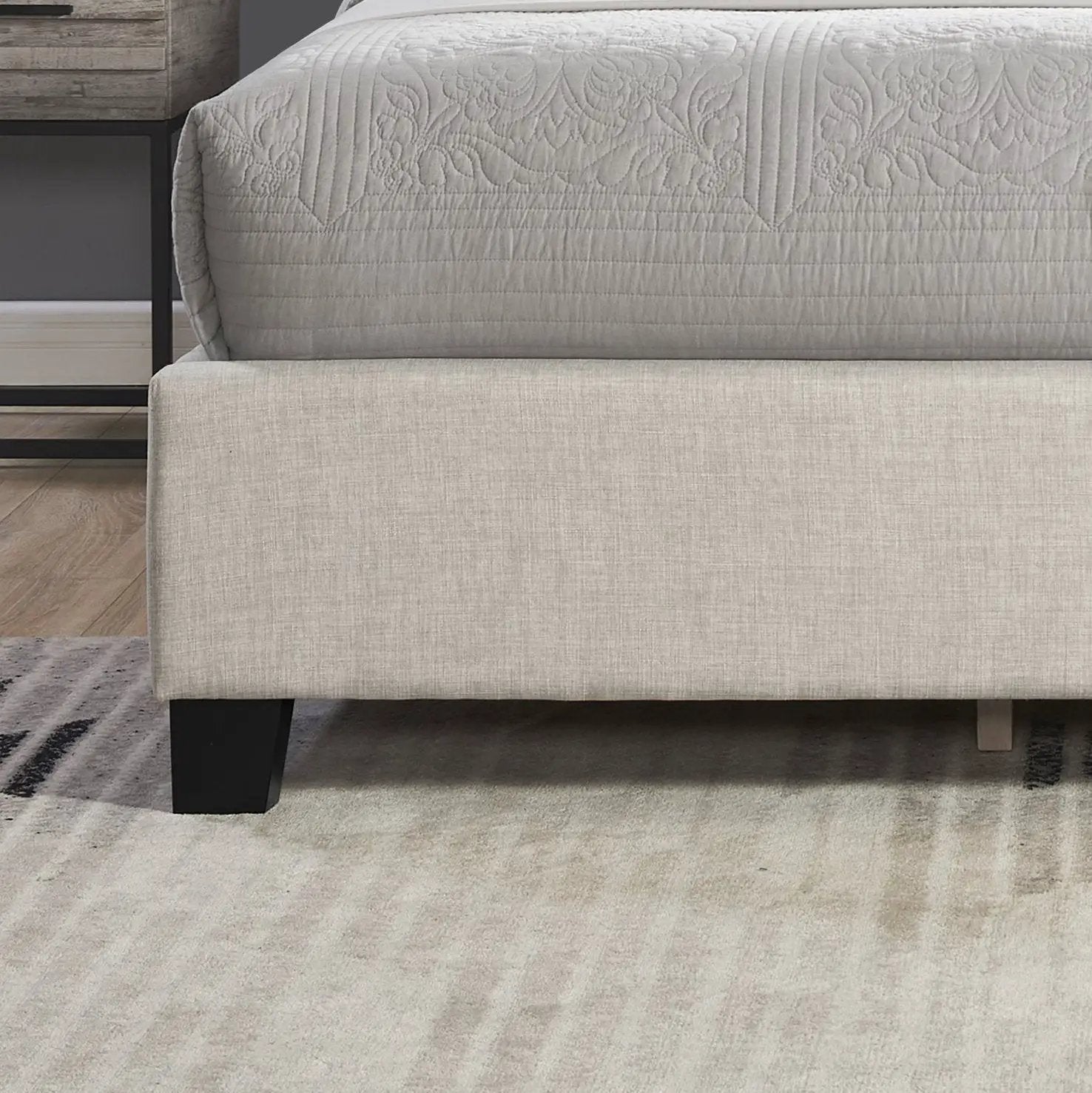 Astral 3-Piece Upholstered Bedroom Set, Tufted Wingback Bed with Two Gray Nightstands by HouseOfZazla