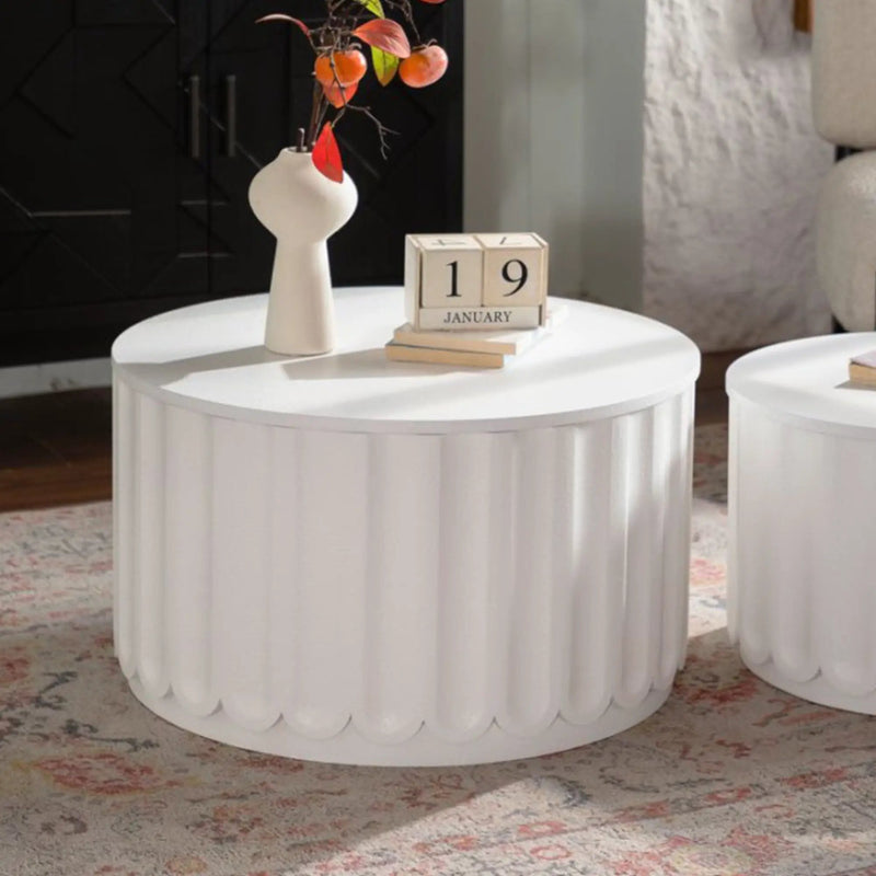 White Round Storage Table Set with Lift-Off Lid by HouseOfZazla