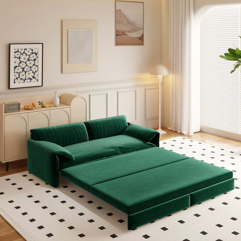 Queen Pull Out Sofa Bed, 3 In 1 Convertible Sleeper Sofa With Side Storage by HouseOfZazla