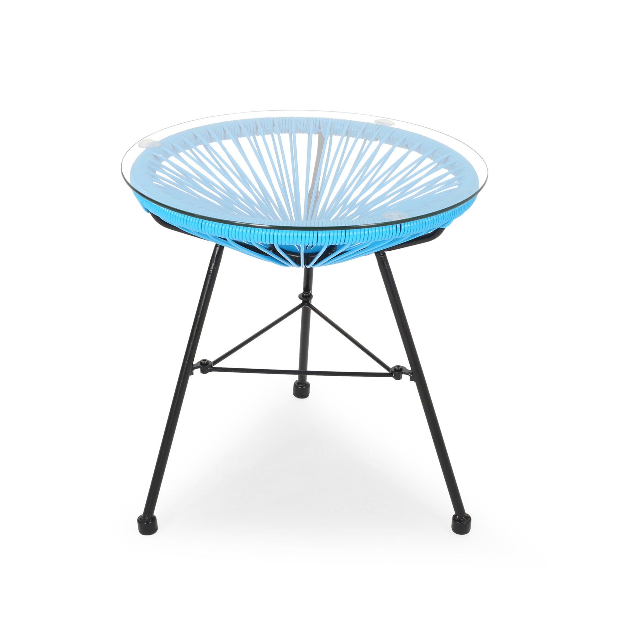 Nusa Modern Rattan Side Table With Tempered Glass Top by HouseOfZazla