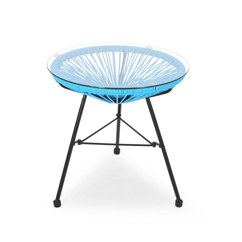 Nusa Modern Rattan Side Table With Tempered Glass Top by HouseOfZazla