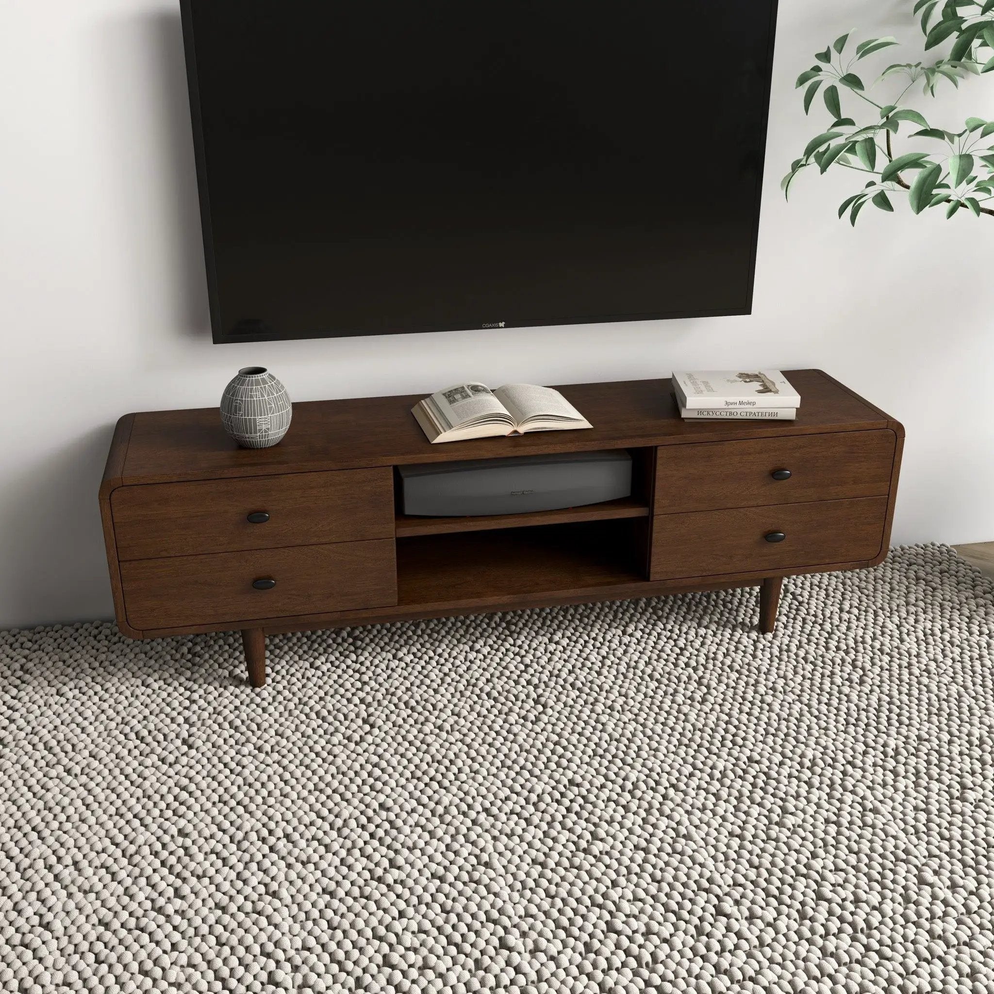 Alexa - TV Stand - Dark Brown / Wood by HouseOfZazla