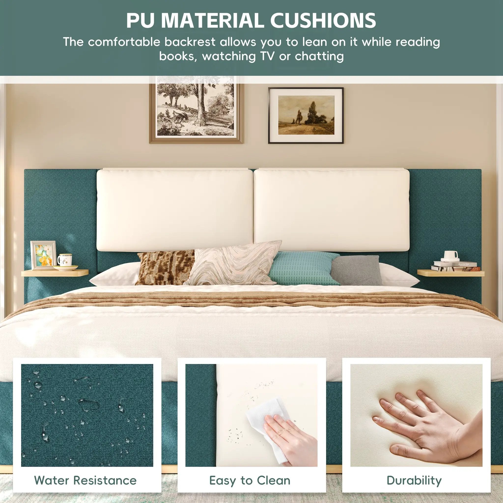 Queen Size Upholstered Platform Bed with Panel by HouseOfZazla
