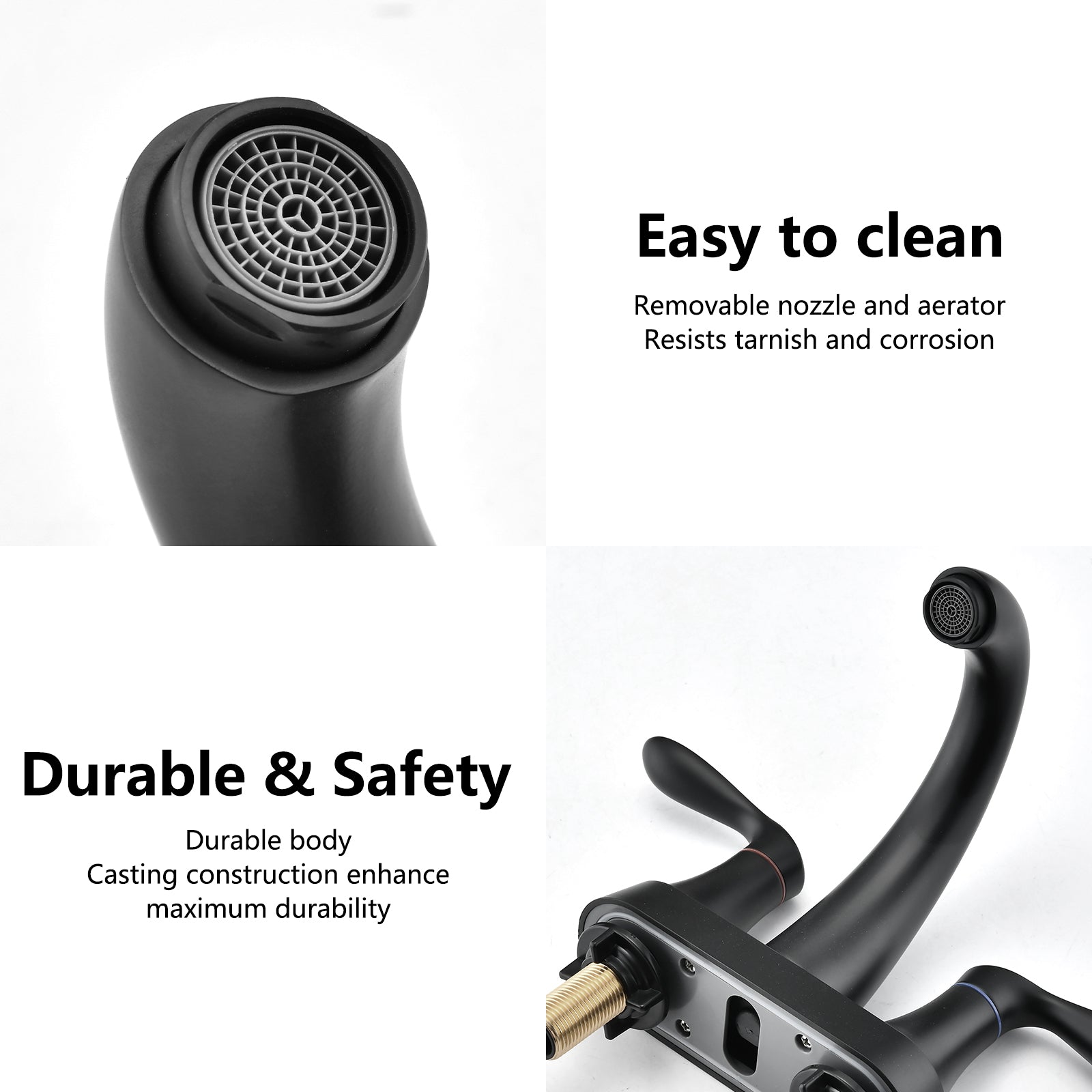 Two Handle 4 Inch Centerset Bathroom Sink Faucet with Pop-Up Drain, Matte by HouseOfZazla