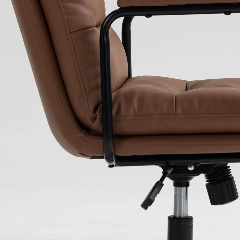 Office Chair, Mid Back Home Office Desk Task Chair With Wheels And Arms Ergonomic Computer Rolling Swivel Chair With Padded Armrest by HouseOfZazla