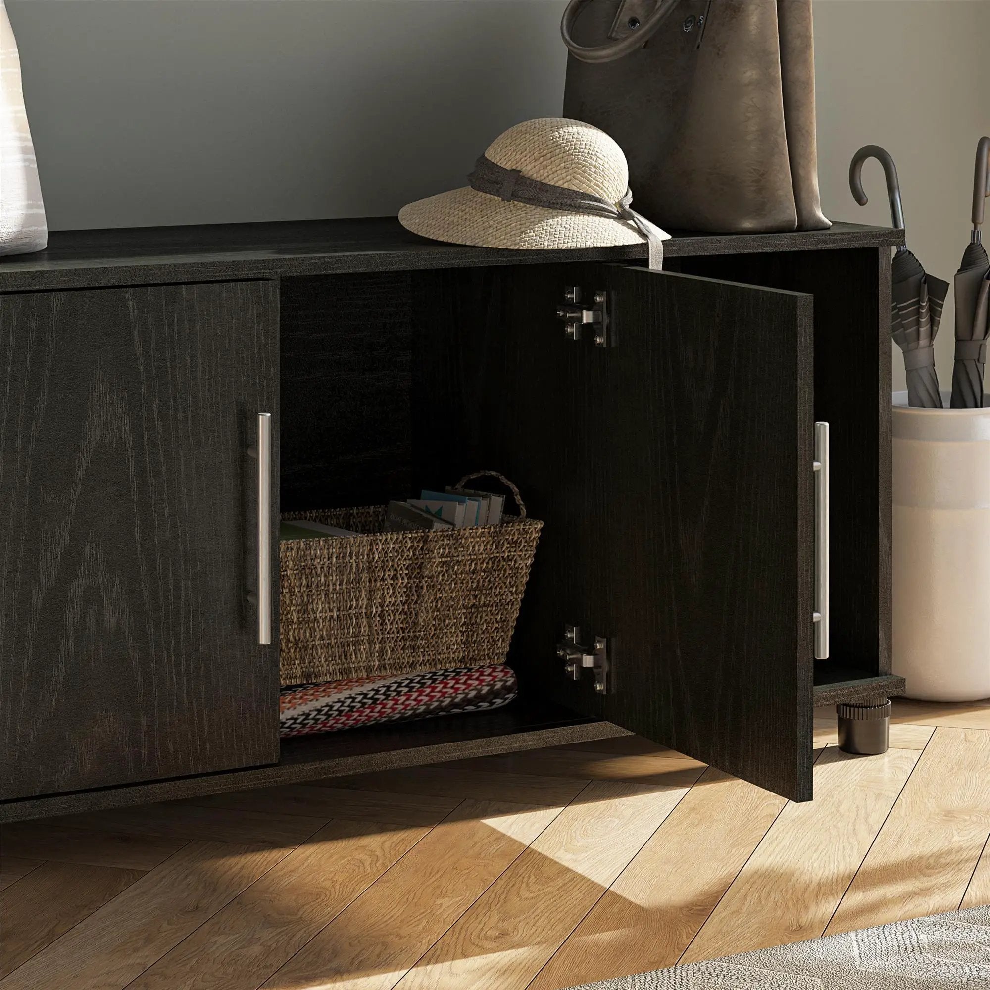 Systembuild Evolution Camberly - Shoe Storage Bench - Black Brown