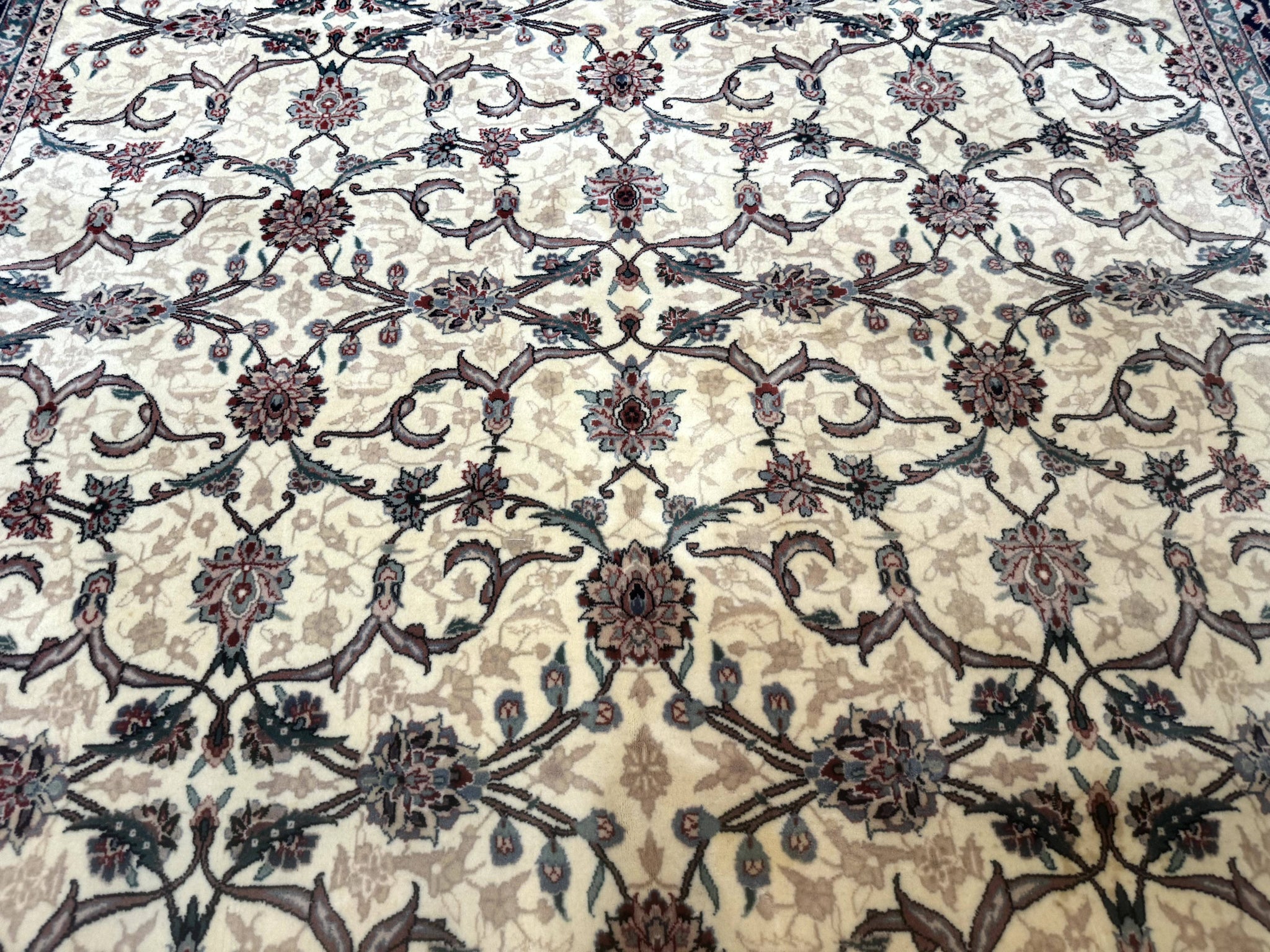 Sino Persian Rug 8x10, Allover Pattern, Beige and Midnight Blue, Wool Oriental Carpet by Jewel Rugs