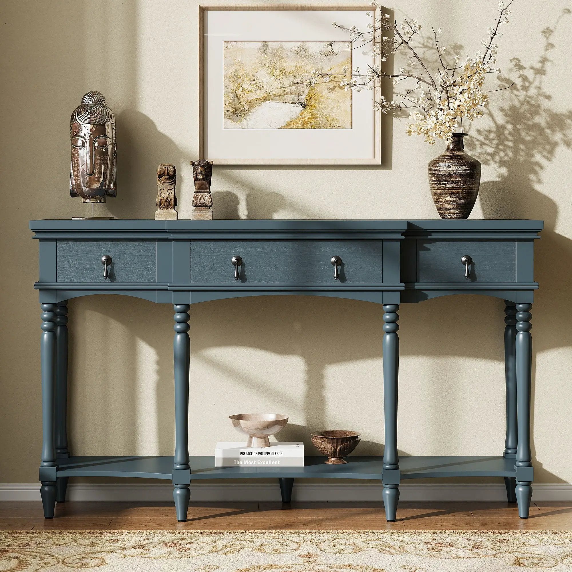 Retro Console Table With 3 Soft Close Drawers by HouseOfZazla