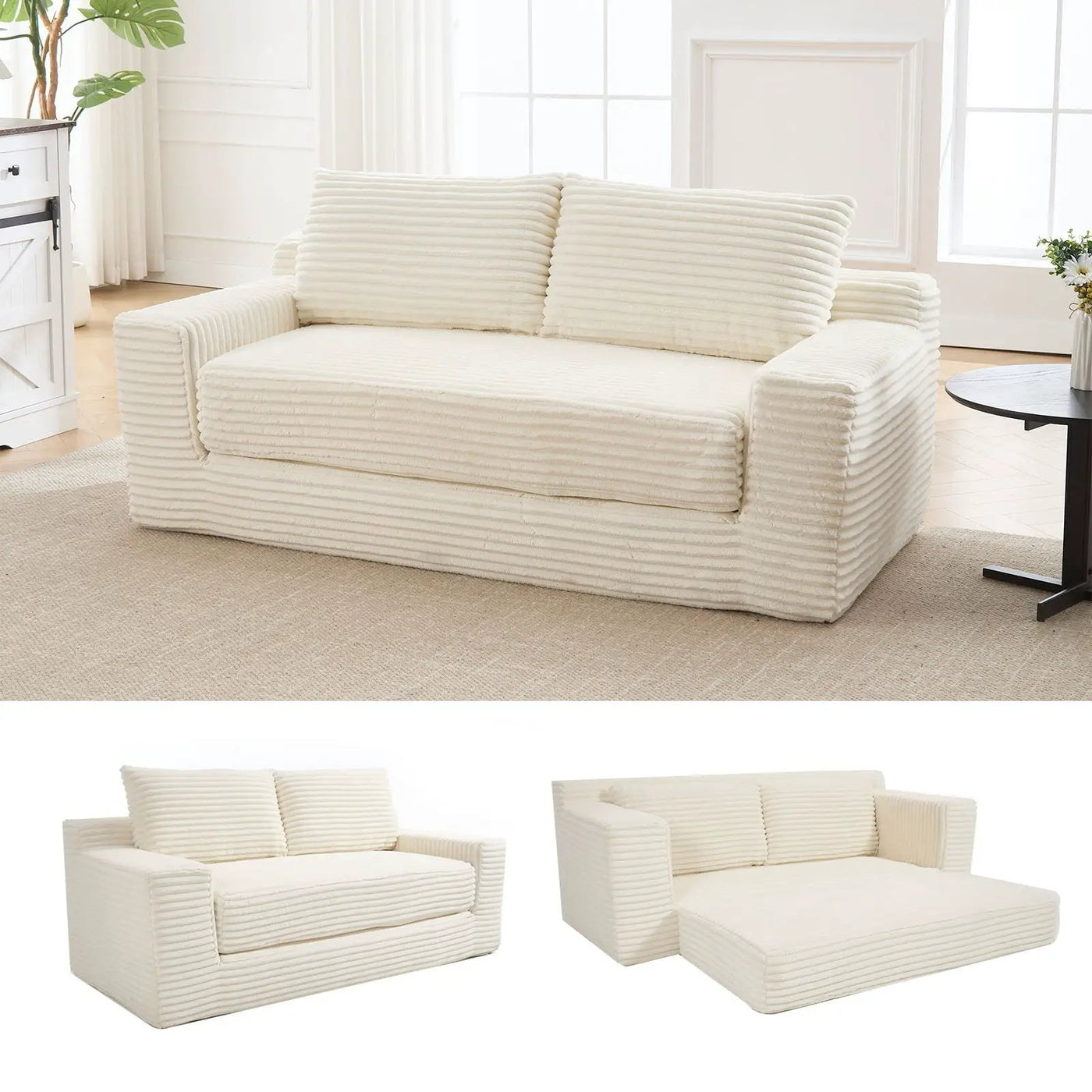 Convertible Loveseat Sofa Bed With Memory Foam & Steel Frame by Unique Piece Furniture