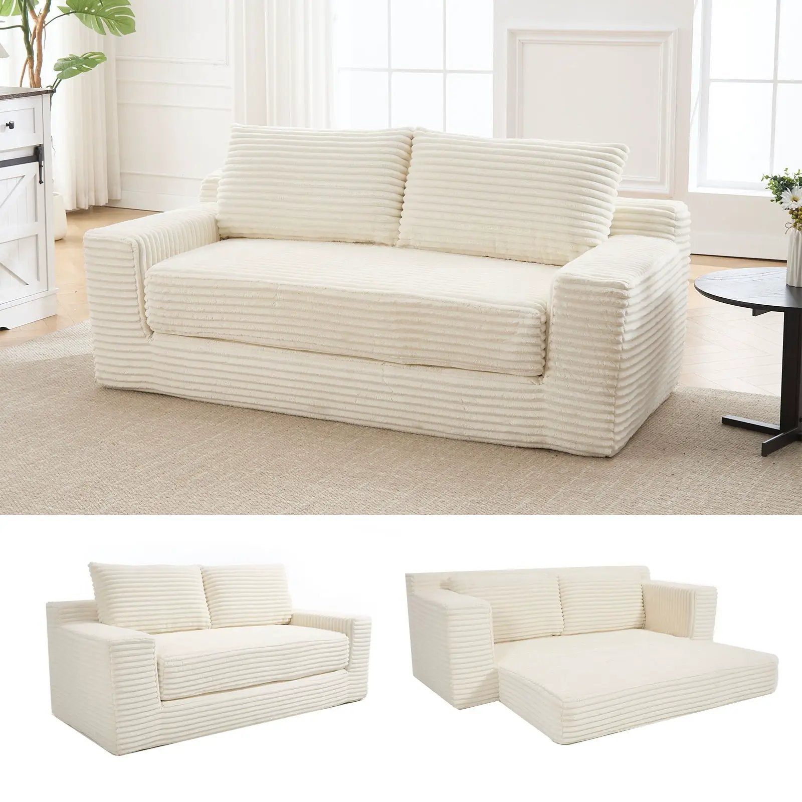 Convertible Loveseat Sofa Bed With Memory Foam & Steel Frame by Unique Piece Furniture