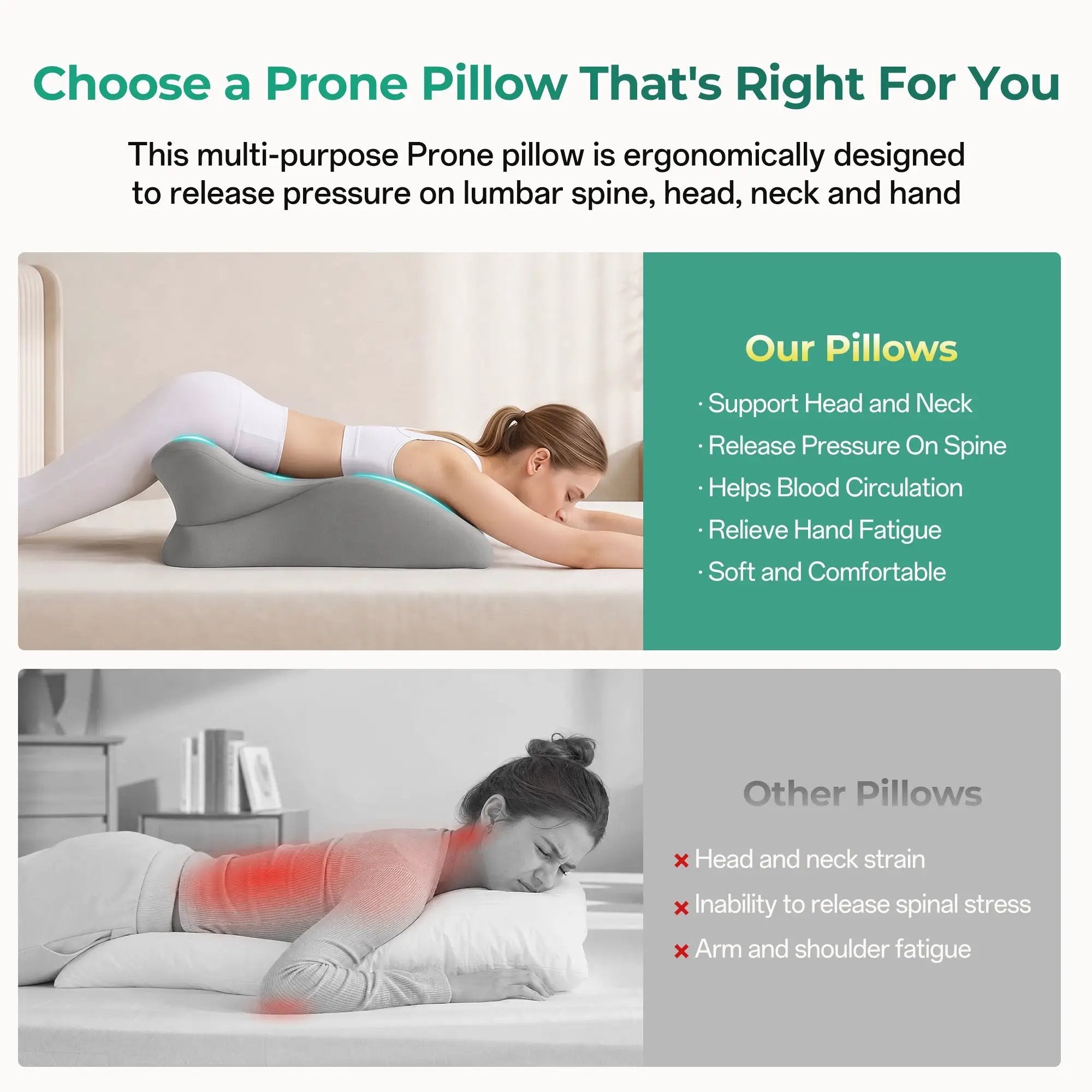 27° Ergonomic Memory Foam Support Pillow for Couples by HouseOfZazla