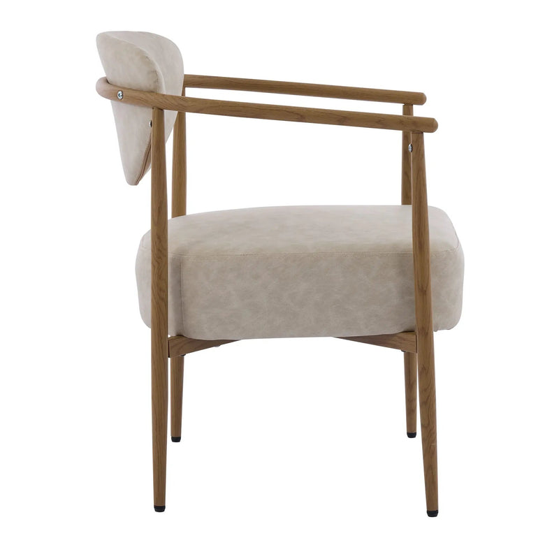 Beige PU Leather Dining Room Chair with Metal Frame by HouseOfZazla