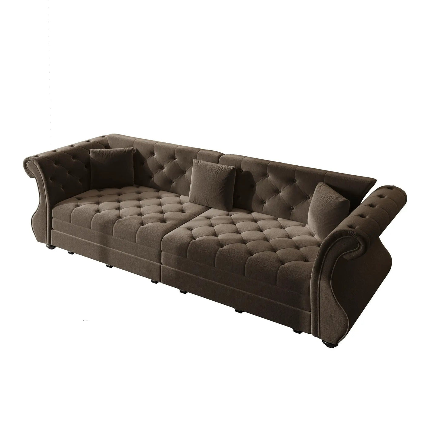 Oversized Chesterfield Pull Out Sofa Bed, Roll Arm Couch With Flower Tufting For Living Room by HouseOfZazla