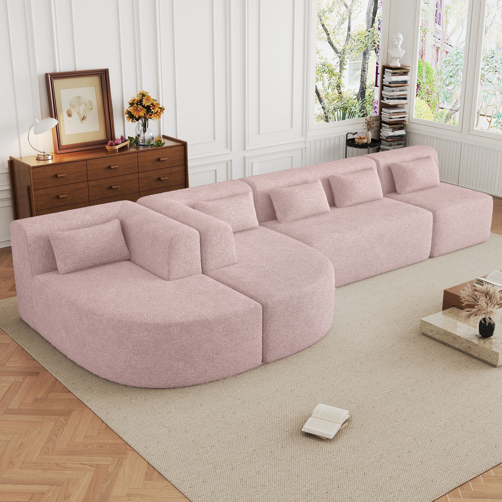 Upholstered Sofa Free Combined Sofa Couch With 2 Chaise Lounge And Five Back Pillows For Living Room by HouseOfZazla