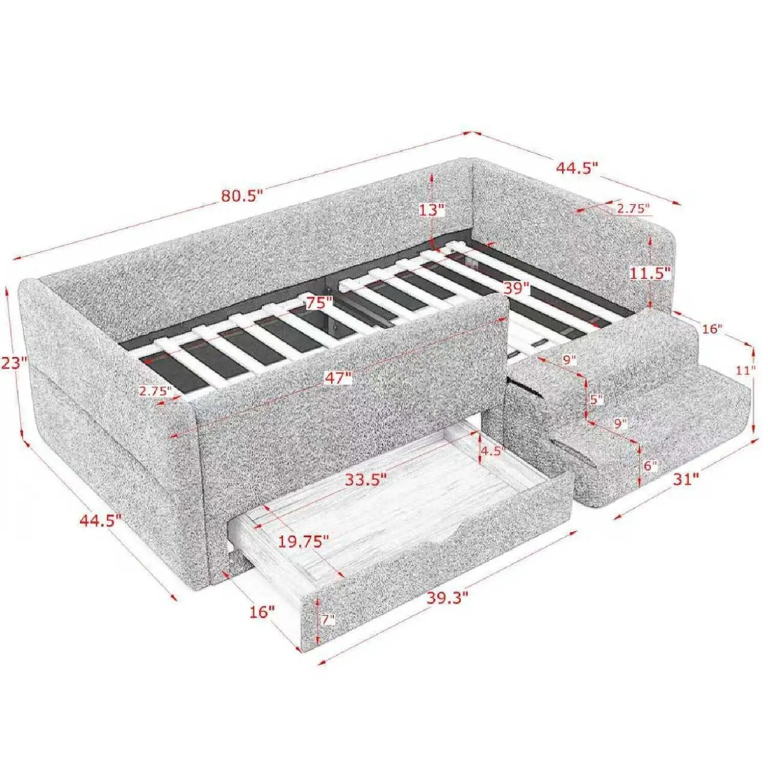 Safe Kids Bed With Guardrails And Storage by Unique Piece Furniture