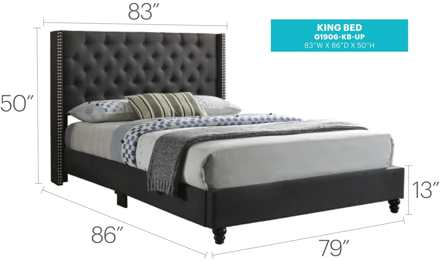 Nailhead Bed Transitional Vibrant by HouseOfZazla