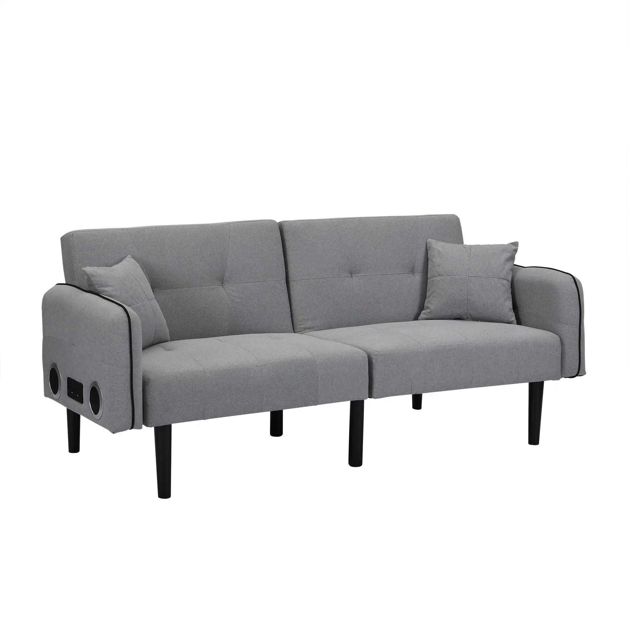 Modern Folding Ottoman Sofa Bed With Stereo System - Gray by HouseOfZazla