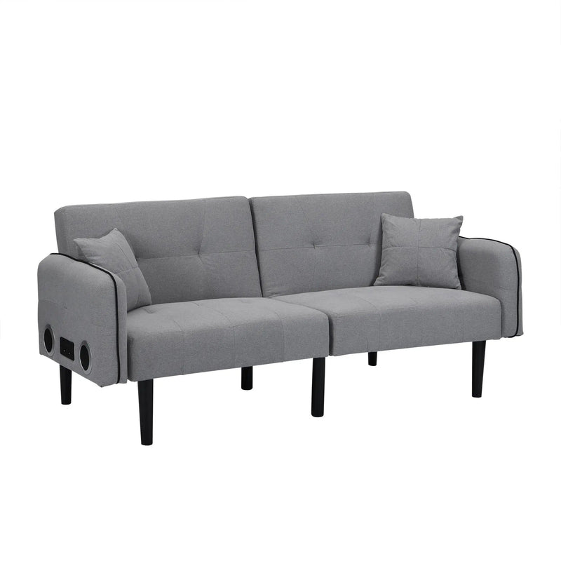 Modern Folding Ottoman Sofa Bed With Stereo System - Gray by HouseOfZazla