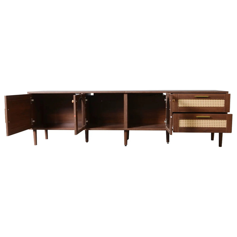 TV Stand With App-Controlled LED Lights, 2 Drawers & Door Storage by HouseOfZazla