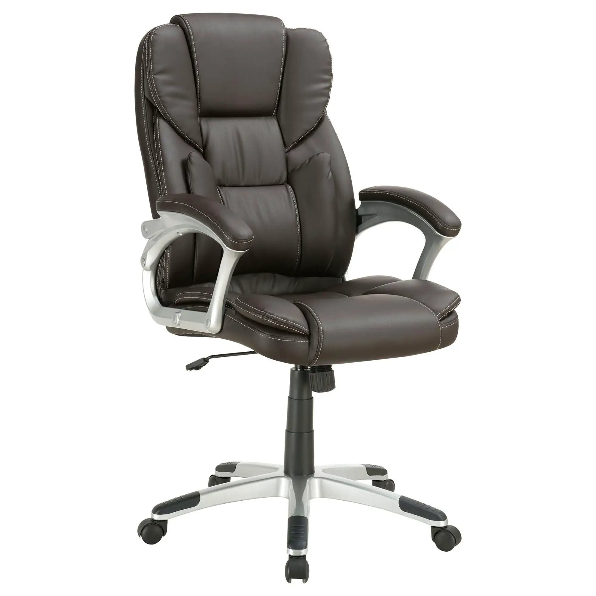Swivel Office Chair With Armrests, Adjustable Height - Brown by HouseOfZazla